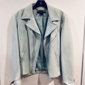 NEW Ralph Lauren light mint green leather jacket.